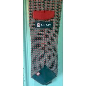 RALPH LAUREN CHAPS Handmade 100% Silk Tie Men's Red, Blue Geometric Necktie